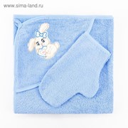 Набор для купания (полотенце-уголок, рукавица), размер 100х110 см, цвет голубой (арт. К24) фото