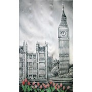 Батик-панно “Лондон“, натуральный шёлк, атлас. фото