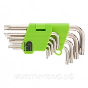 Набор ключей имбусовых Tamper-Torx , 9 шт: ТT10-ТT50.45x, закаленные, короткие, никель Сибртех фото