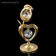 Сувенир «Сердце с цветком», 3х3х8 см, с кристаллами Сваровски фото