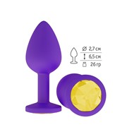 Фиолетовая силиконовая пробка с желтым кристаллом - 7,3 см. Джага-Джага 519-11 yellow-dd фотография
