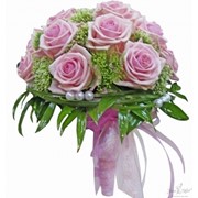 Свадебный букет из розовых роз фото