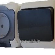 Блок-розетка c прозрачной крышкой + одноклавишный выключатель серии IP44N фото