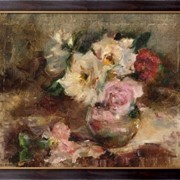 Картина Цветочный натюрморт с розами в стеклянной вазе, Ритсема, Коба фото