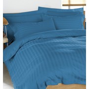 Комплект постельного белья голубой, страйп сатин фото