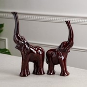 Набор статуэток "Слоны", 2 предмета, коричневый, микс