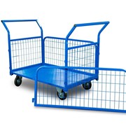 Тележка платформенная TOR ТП-3С (700х1200) с бортами из сетки и двумя ручками (колеса 160 мм) фото