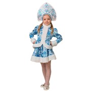 Карнавальный костюм для детей Батик Снегурочка Гжель с кокошником детский, 36 (140 см)