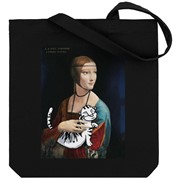 Холщовая сумка «Дама с тигром», черная фото