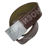Ремень солдатский брезентовый обливной с бляхой серебристого цвета фотография