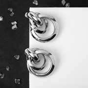 Серьги металл 'Геометрия' круги на кольце, цвет серебро фотография