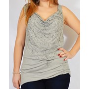 Стильная серая блуза-туника трикотажная с вышивкой 4448 размеры