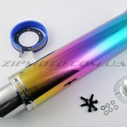 Глушитель тюнинг 420*100mm, креп. Ø78mm нержавейка, радуга, mod:16 фото