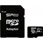 Карта памяти Silicon Power 64GB microSDXC Class 10 UHS-ISDR (SP064GBSTXBU1V10SP) фотография
