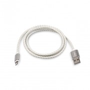 Кабель Rombica Digital IL-05 USB - Apple Lightning (MFI) оплетка под кожу 1м белый фотография
