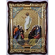 Икона с багетом храмовая в фигурном киоте, Вознесение Христово, 82х114 фото