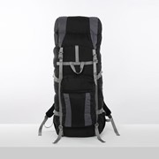 Рюкзак туристический, 90 л, отдел на шнурке, наружный карман, 2 боковых сетки, цвет чёрный/серый фото