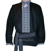 Мужская рубашка белым по черному - ручная вышивка (00048) фото