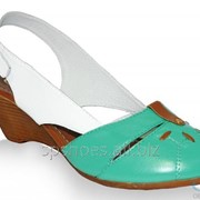 Босоножки женские 128-1221, белый, зеленый фото
