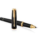 Ручка-роллер Parker Urban Muted Black Gold GT, толщина линии F, позолота, черно-золотистый фото