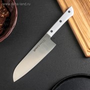 Нож кухонный сантоку Samura Harakiri, лезвие 17,5 см, белая рукоять, сталь AUS-8