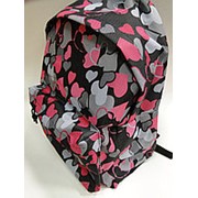 Женский рюкзак с розовыми и серыми розочками фото