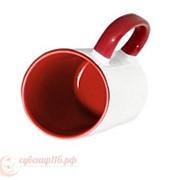 Кружка для сублимации белая, внутренняя часть и ручка красные фото