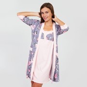 Комплект женский (халат, сорочка) М7 цвет розовый, р-р 50 фото