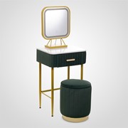 Набор Туалетный Столик, Пуф, Зеркало с Подсветкой “Зеленый Бархат“ Малый фото