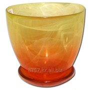 Горшок цветочный №4, диаметр 15,5 см, цвет оранжевый/желтый фото