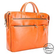 Кожаная деловая сумка “Гранд“ (оранжевая) фото