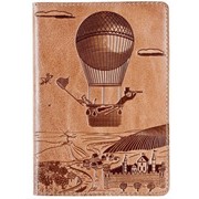 Кожаная обложка для паспорта Turtle passport cover, art adventure бежевая.