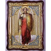 Икона храмовая с багетом, в фигурном киоте Арх Михаил рост, 82х114 фото