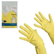 Перчатки хозяйственные резиновые VILEDA “Контракт“ с х/б напылением, размер L (большой), желтые, 101018 фотография