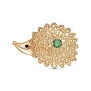 Брошь 'Ёжик' позолота, цвет зелёный фото