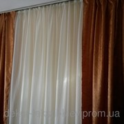 Готовый комплект штор “Верона коричневый“ + гардина 3302 фото