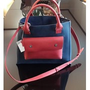 Оригинальная женская сумка Valenta из натуральной кожи комбинированная сине-красная фотография