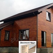 Комбинированный теплый дом из кедрового клееного бруса, утеплителя, имитации бруса лиственница фотография