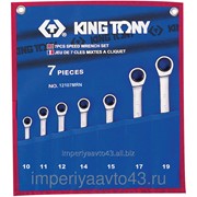 Набор комбинированных трещоточных ключей, 10-19 мм, чехол из теторона, 7 предметов KING TONY 12107MRN фото