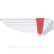 Набор ключей имбусовых HEX, 2-12 мм, CrV, 9 шт, экстра-длинные, c шаром, сатин Matrix фото