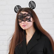 Карнавальный костюм «Цвет настроения: чёрный», ободок, ушки, маска, термопринт