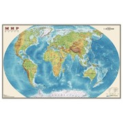 Карта настенная “Мир. Физическая карта“, М-1:25 млн., размер 122х79 см, ламинированная, 640 фото