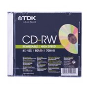 Диск CD-RW TDK 700 MB перезап. 4-12х, Slim Case фотография