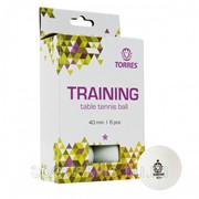Мяч для наст. тенниса TORRES Training 1*, арт. TT21016, диам. 40+ мм, упак. 6 шт, белый фотография