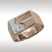 Перстень - печатка мужская золото Au 585° пробы вставка:Бриллианты 1БрКр57 0,12, вес - Вес:8,15 гр, Артикул:87713