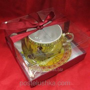 Чашка фарфоровая с блюдцем ACS141-4 Желтый 210 мл Yamasen фотография