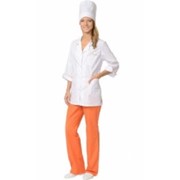 Костюм Жасмин женский (куртка, брюки, колпак белый с оранжевым) фото