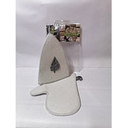Комплект банный шапка рукавица войлок Б15
