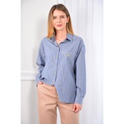 Блузка-рубашка с длинными рукавами (голубая) LCO04 р. 42-50 фото
