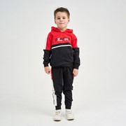 Комплект (толстовка, брюки) для мальчика, цвет чёрный/красный, рост 116 см фотография